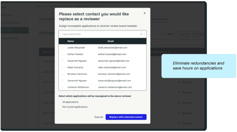 Screenshot of Kaleidoscope platform reviewer selection