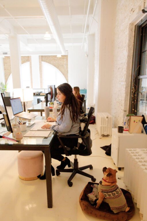 Woman in an office at her computer