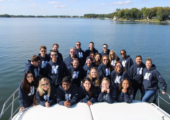 Large group of people on a boat