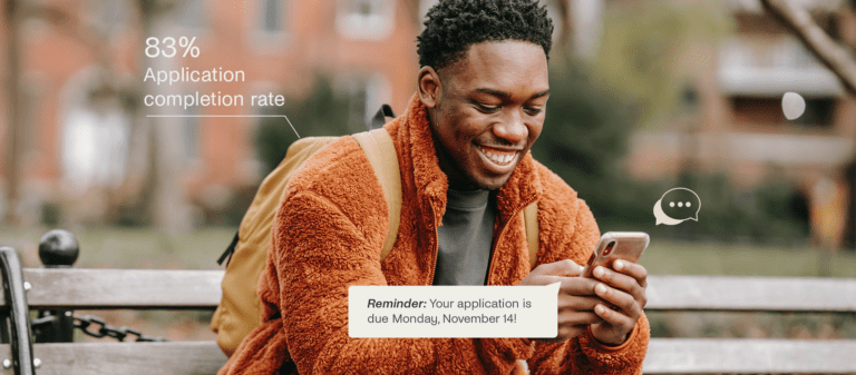 Man looking at notification on phone reminding him to submit his application