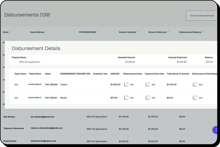 Disbursements client portal