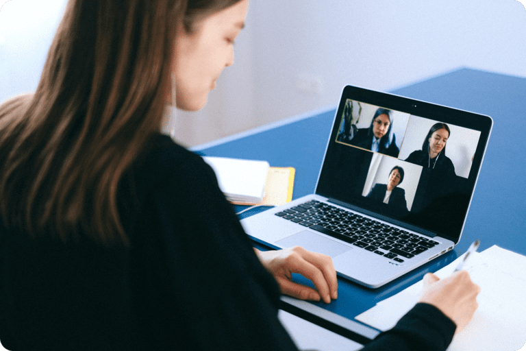 Woman in virtual meeting