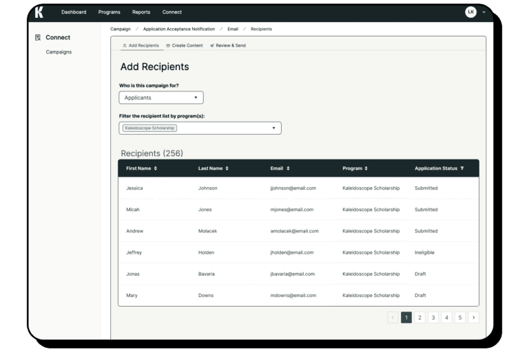 Screenshot of Kaleidscope connect unified experience