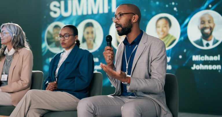 Faculty speaking at brand workshop